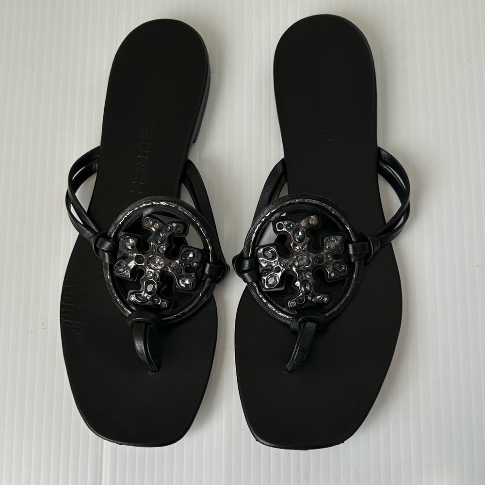 Tory Burch Jeweled Miller Sandals Perfect Black, 9.5